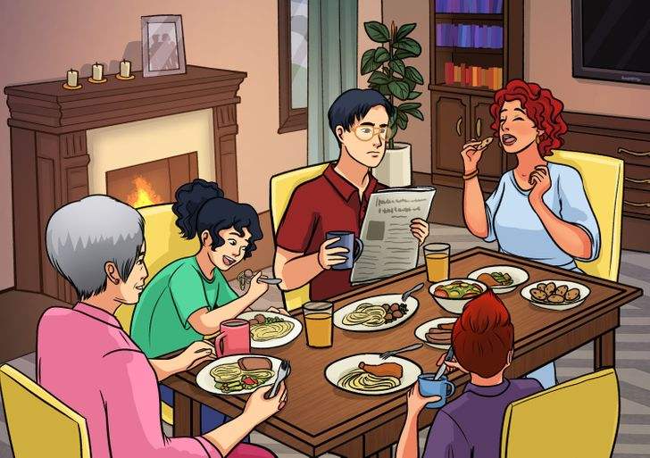 Brain Teaser Challenge: You Are Smarter Than 98% Of People If You Can Spot The Mistake In The Family Dinner Picture In 5 Seconds!